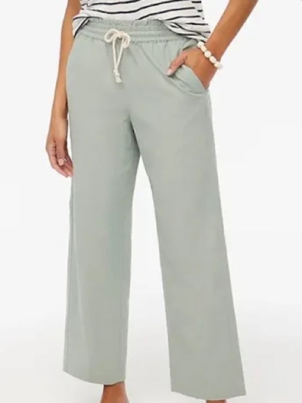 J. Crew Factory Linen Cotton Blend Wide Leg Paper Bag Trousers Sz 12